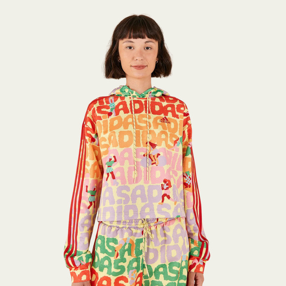 NWT adidas x FARM RIO 3-Stripes Hoodie Pearl Citrine (HS1196) SIZE SMALL Rare - Picture 8 of 8